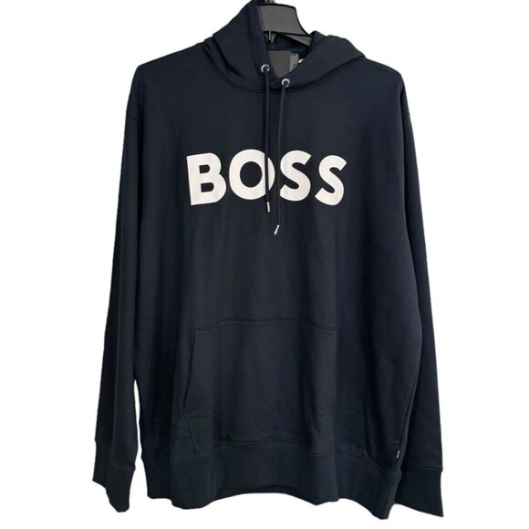 Hugo Boss 2XLT Men Sweatshirt Sullivan Hoodie Cotton Pullover Dark Blue